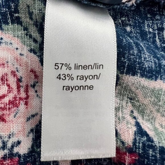 Maurices Lightweight Button Up Jacket Blue/Multi Floral 3/4 Roll Tab Sleeve S - Picture 9 of 9